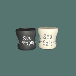Barrel Sea Salt See Pepper. H: 4.5 in. W: 2.75 in. L: 2.75 in